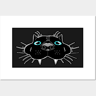 Black Cat blue eyes I bite you because I love you Posters and Art